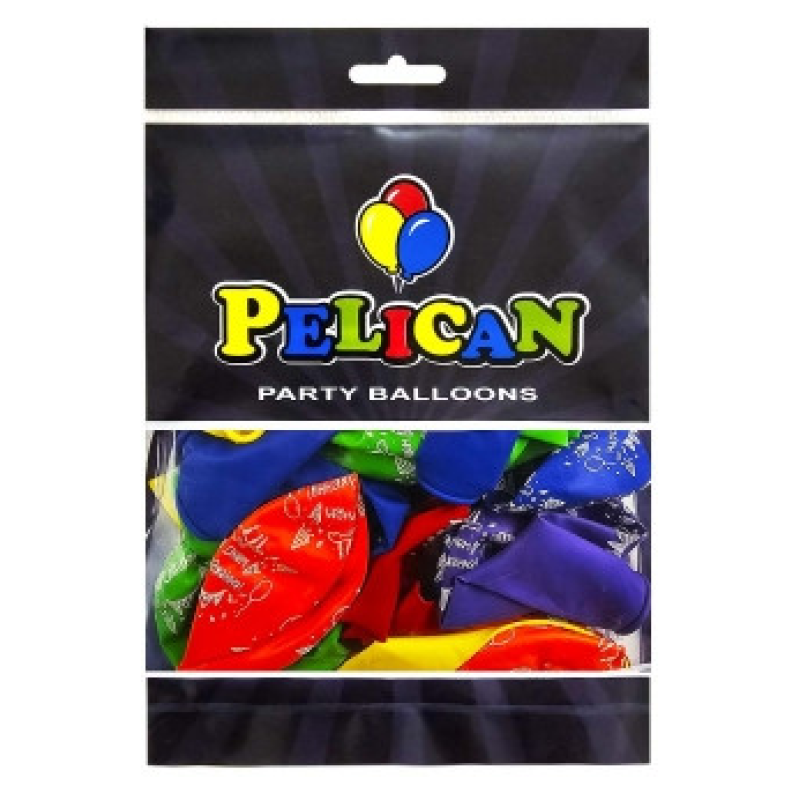 Кульки латексні Pelican 12“ (30см) “З Днем народження, гірлянда“ 50 шт Pelican 824027 KNZ