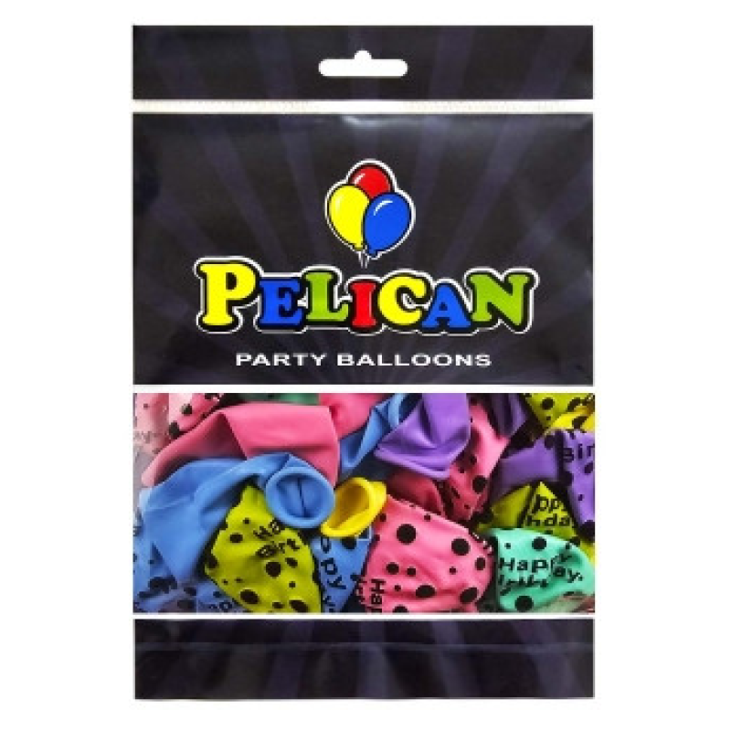 Кульки латексні Pelican 12“ (30см) “Happy Birthday, горошок“ 50 шт Pelican 824028 KNZ Кульки латексні Pelican 12“ (30см) “Happy Birthday, горошок“ 50 шт Pelican 824028 KNZ