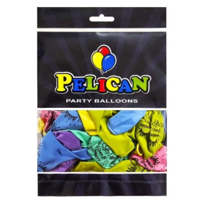 Кульки латексні Pelican 12“ (30см) “З Днем народження, гірлянда“ макарун 50 шт Pelican 824029 KNZ