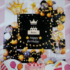 Фотозона з повітряних куль “Happy birthday“ чорна T-8621 KNZ