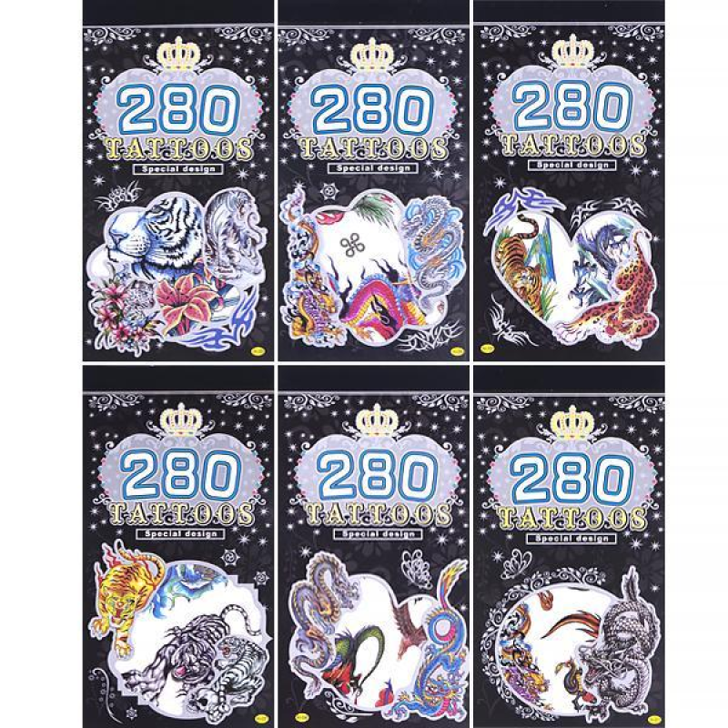 Книга перекладних татуювань на тіло А6 280 штук 5 аркушів KNZ