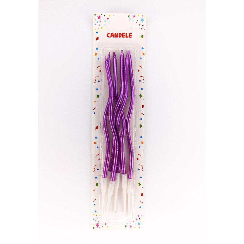 Набір свічок для торта “Коктейльний 12 см“, ФУКСІЯ 6 шт Фіолетовий Unison Y-1 fuchsia KNZ