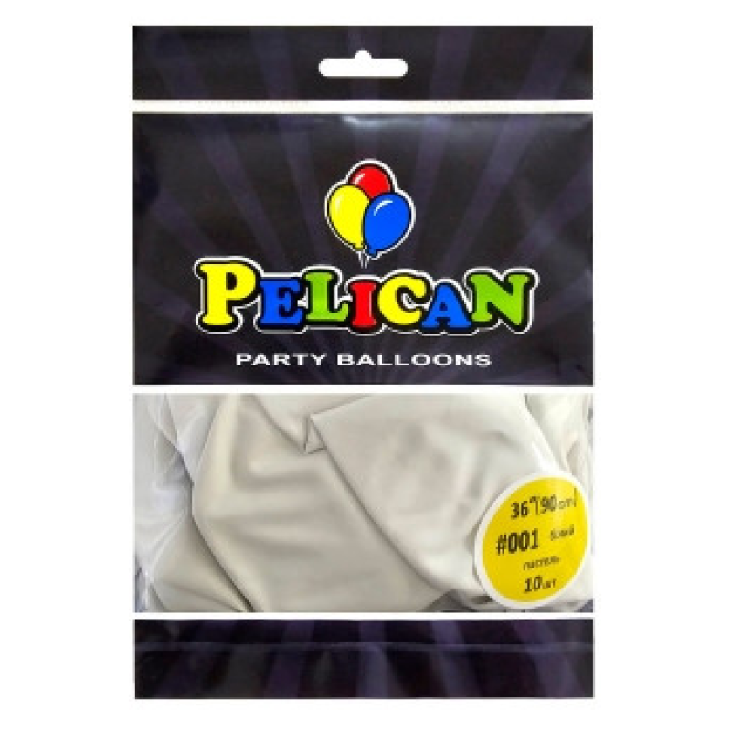 Кульки латексні 36“ (90см) пастель білий, 10 шт Білий Pelican 8200001 KNZ