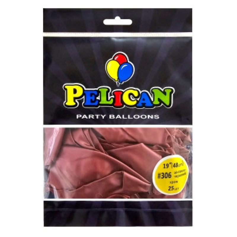 Кульки латексні 19“ (48см) хром вінтажно-червоний, 25 шт Червоний Pelican 819306 KNZ