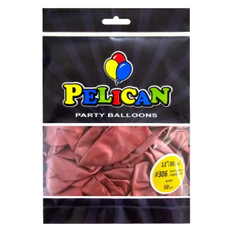 Кульки латексні 12“ (30см) хром вінтажно-червоний, 50 шт Червоний Pelican 812306 KNZ