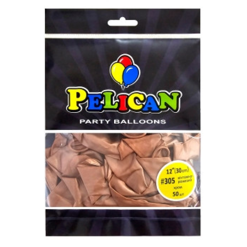 Кульки латексні 12“ (30см) хром вінтажно-рожевий, 50 шт Рожевий Pelican 812305 KNZ