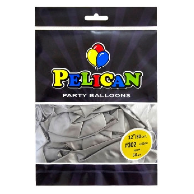 Кульки латексні 12“ (30см) хром срібло, 50 шт Срібний Pelican 812302 KNZ