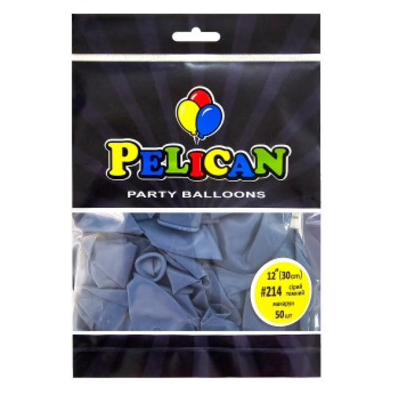 Кульки латексні 12“ (30см) макарун сірий темний, Pelican 50 шт Сірий Pelican 812214 KNZ