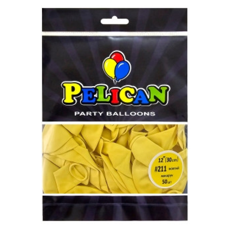 Кульки латексні 12“ (30см) макарун жовтий, Pelican 50 шт Жовтий Pelican 812211 KNZ