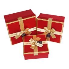 Набір коробок 3 шт квадратні, 19 х 19 х 9,5 см з глітером Червоний Unison 10238-red KNZ