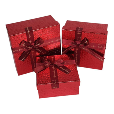 Набір коробок 3 шт квадратні, 19 х 19 х 9,5 см Крокодил Червоний Unison 10233-red KNZ