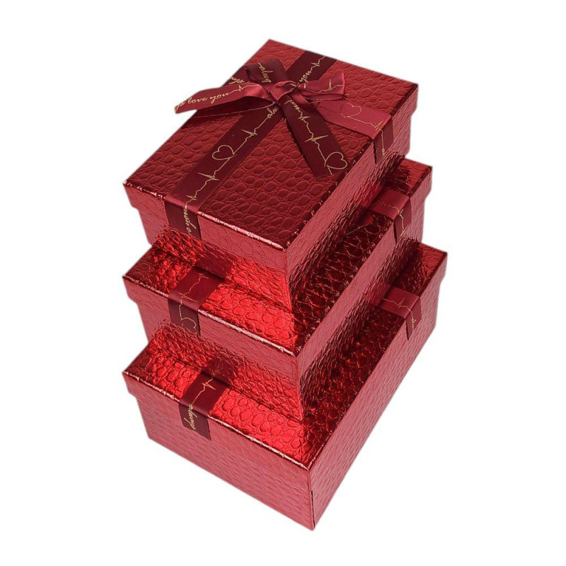 Набір коробок 3 шт прямокутні, 23 х 16 х 9,5 см Крокодил Червоний Unison 10234-red KNZ