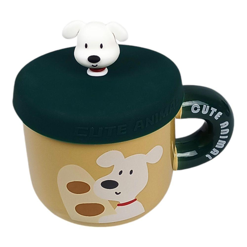 Чашка керамічна 400мл “Собачка“ із силіконовою кришкою, 4 види Unison 9606 KNZ