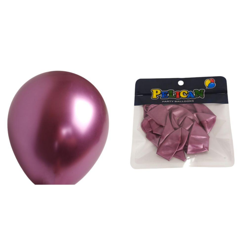 Кулі повітряні 13“ (33см) рожевий хром 5шт/уп Рожевий Pelican 1305C-604 KNZ