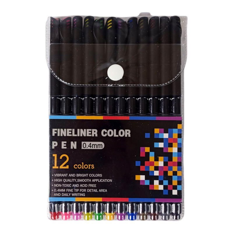 Набір різнокольорових лінерів ручок для малювання 12 кольорів 0,4мм DSCN9766-12/ZXB-04031-12 KNZ