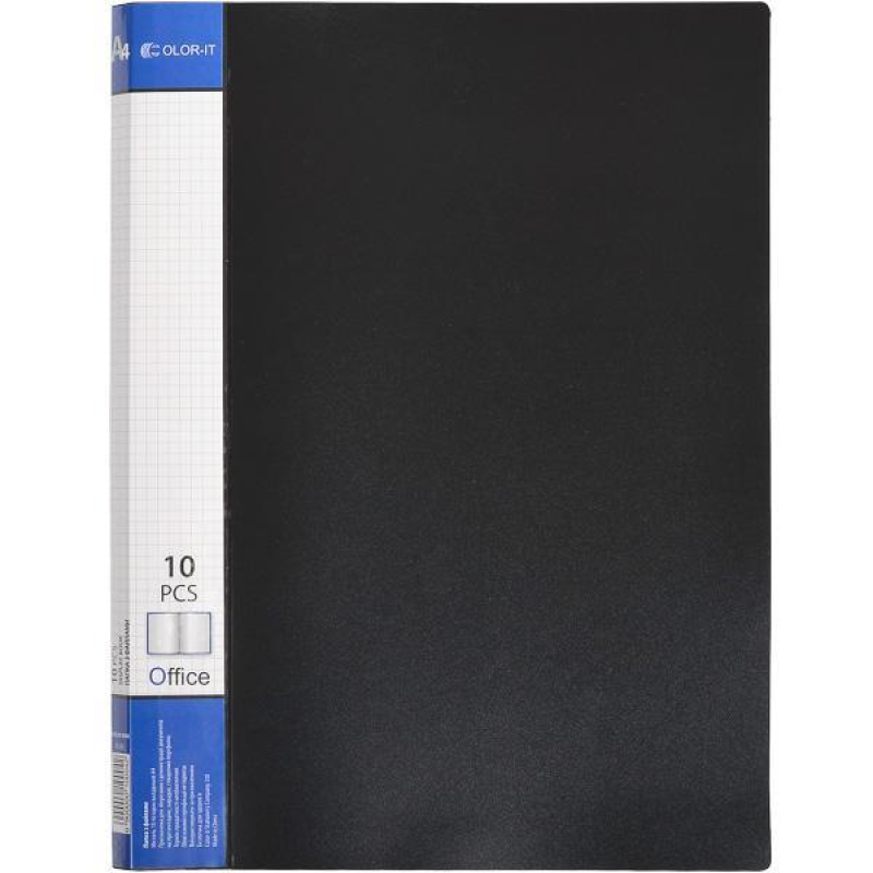 Папка пластикова А4 з 10 файлами, дисплей-книжка на 10 файлів для паперів “С“ Чорна KNZ