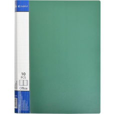 Папка пластикова А4 з 10 файлами, дисплей-книжка на 10 файлів для паперів “С“ Зелена KNZ