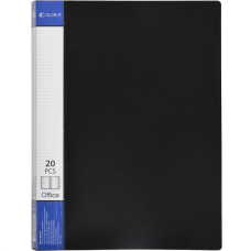 Папка пластикова А4 з 20 файлами, дисплей-книжка на 20 файлів для паперів “С“ Чорна KNZ