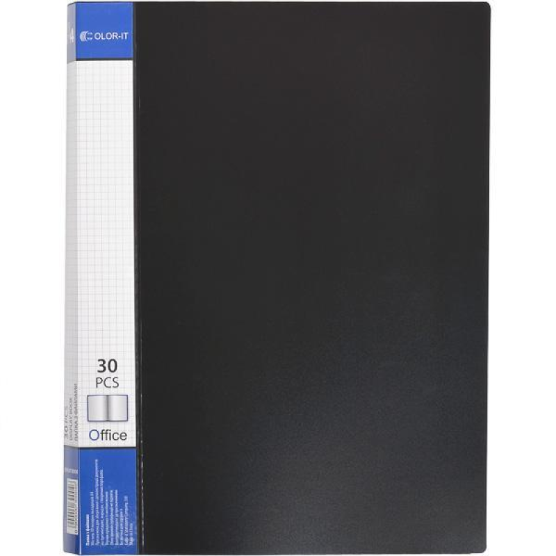 Папка пластикова А4 з 30 файлами, дисплей-книжка на 30 файлів для паперів “С“ Чорна KNZ