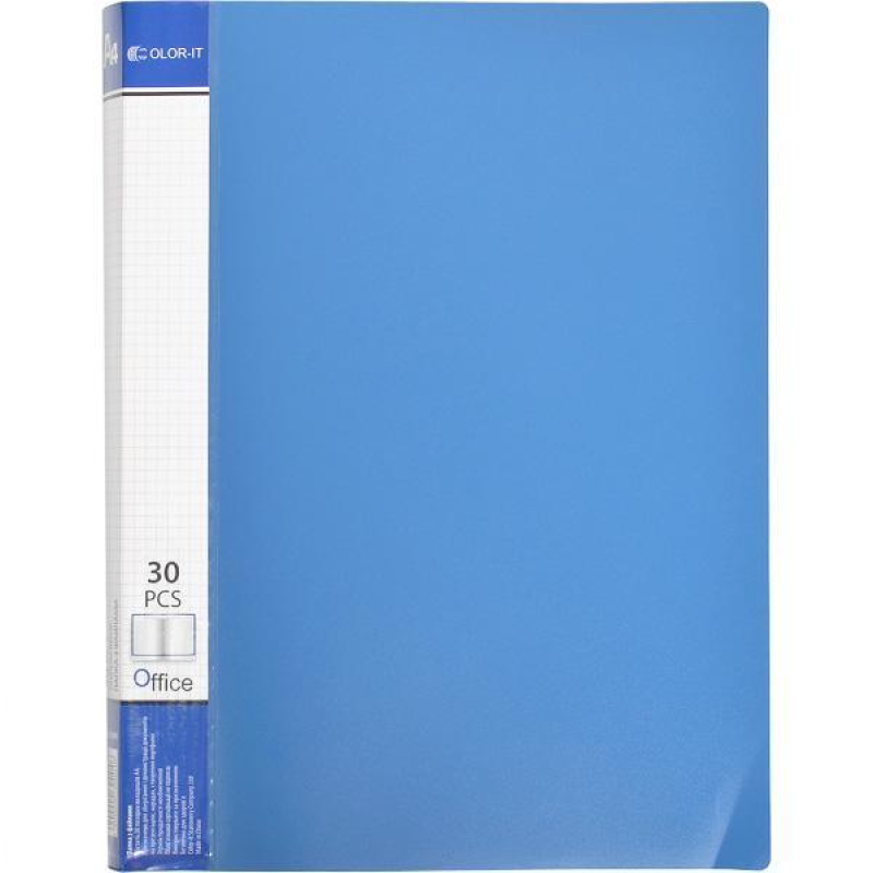 Папка пластикова А4 з 30 файлами, дисплей-книжка на 30 файлів для паперів “С“ Синя KNZ