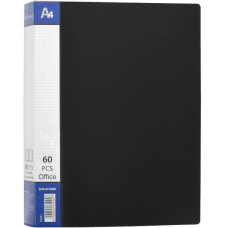 Папка пластикова А4 з 60 файлами, дисплей-книжка на 60 файлів для паперів “С“ Чорна KNZ