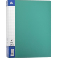 Папка пластикова А4 з 60 файлами, дисплей-книжка на 60 файлів для паперів “С“ Зелена KNZ