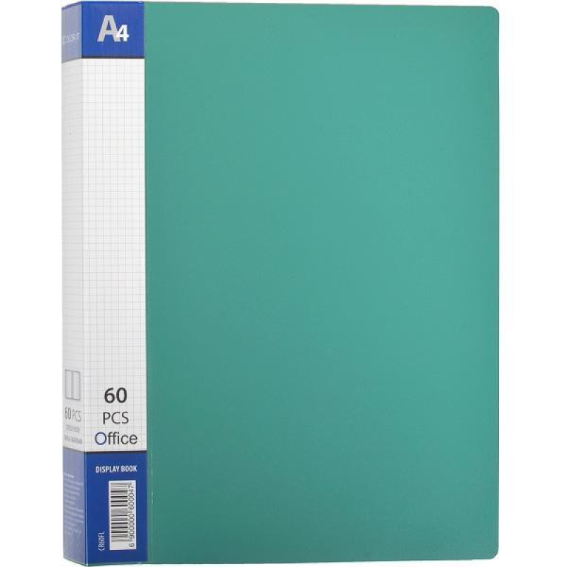 Папка пластикова А4 з 60 файлами, дисплей-книжка на 60 файлів для паперів “С“ Зелена KNZ