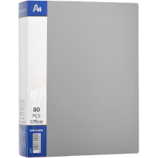 Папка пластикова А4 з 80 файлами, дисплей-книжка на 80 файлів для паперів “С“ Сіра KNZ