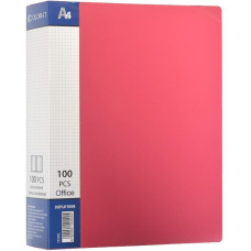 Папка пластикова А4 з 100 файлами, дисплей-книжка на 100 файлів для паперів “С“ Червона KNZ