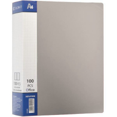 Папка пластикова А4 з 100 файлами, дисплей-книжка на 100 файлів для паперів “С“ Сіра KNZ