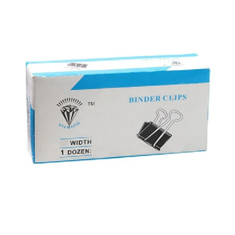 Біндер затискач для паперу 51мм 12шт чорний металевий офісний канцелярський “Diamond“ KNZ
