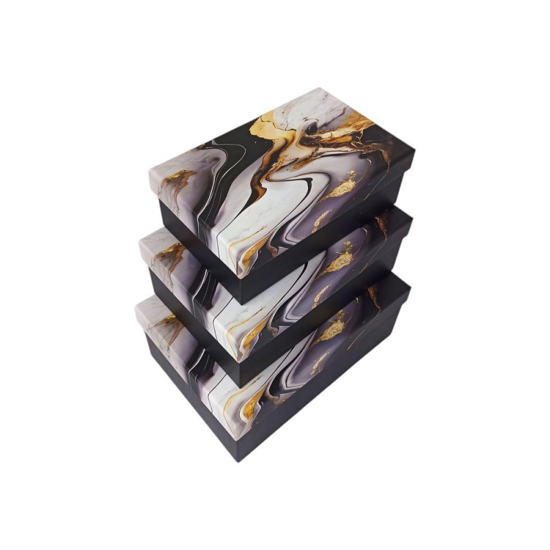 Набір коробок 3 штуки “Мармур“ 23 х 15 х 10/21 х 13 х 8/19 х 12 х 7см Unison 1037Y-002 KNZ