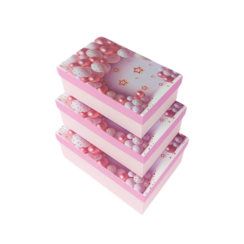 Набір коробок 3 штуки “Кульки“ 23 х 15 х 10/21 х 13 х 8/19 х 12 х 7см Unison 1037Y-004-1 KNZ