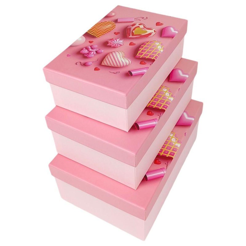 Набір коробок прямокутних 3 шт “Серце“ 23 х 16 х 9,5 см 1037Y-203 KNZ Набір коробок прямокутних 3 шт “Серце“ 23 х 16 х 9,5 см 1037Y-203 KNZ