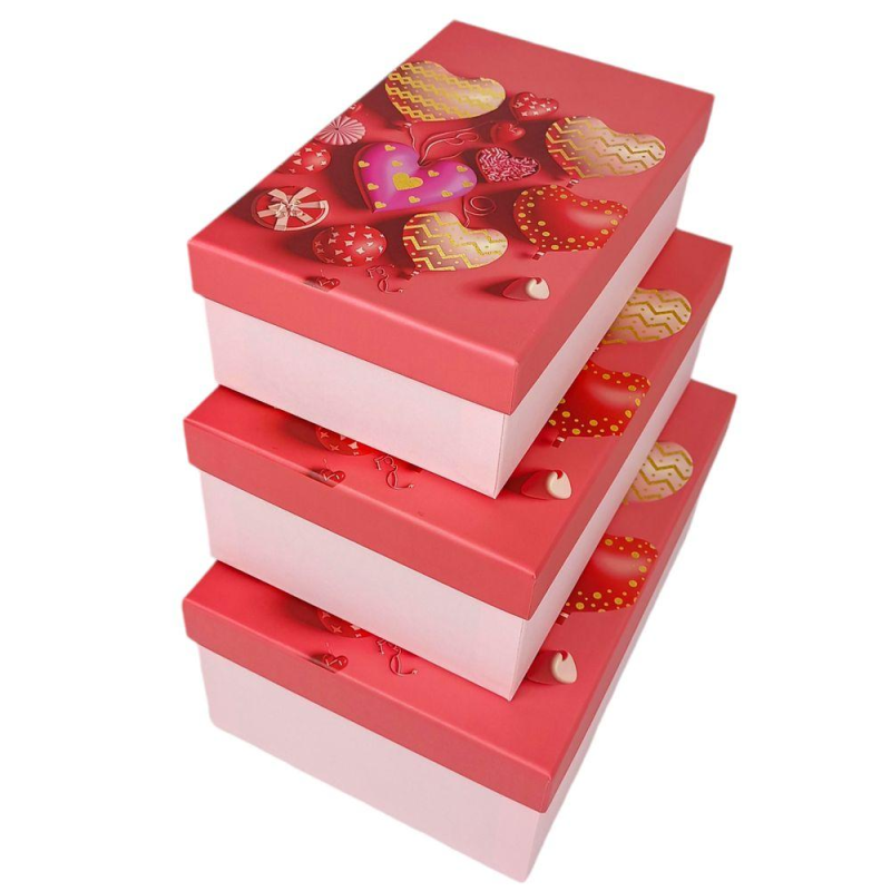 Набір коробок прямокутних 3 шт “Серце“ 23 х 16 х 9,5 см Рожевий Unison 1037Y-203-1 KNZ Набір коробок прямокутних 3 шт “Серце“ 23 х 16 х 9,5 см Рожевий Unison 1037Y-203-1 KNZ