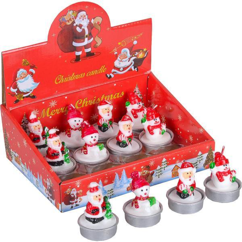 Свічка новорічна 5 см “Дід Мороз, Сніговик“ KNZ