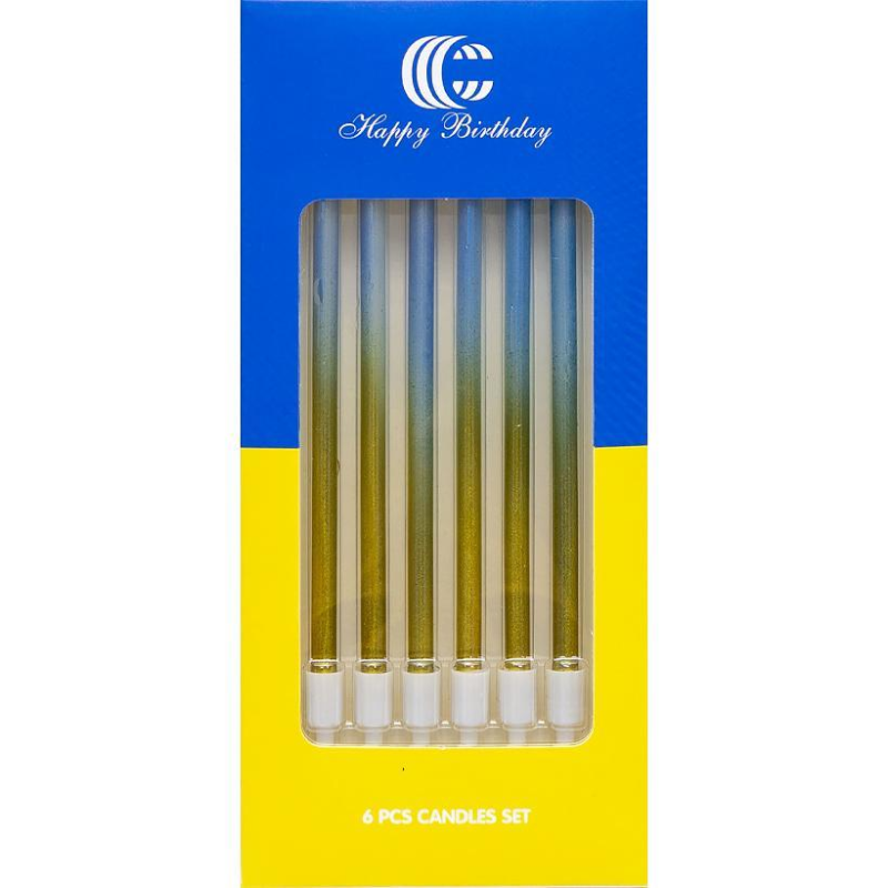 Набір свічок для торта 6шт жовто-блакитний “С“ KNZ