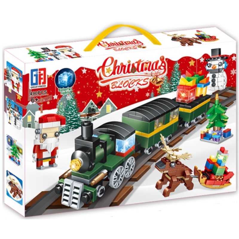 Конструктор 490 деталей “Потяг, Санта Клаус, сніговик, ялинка, олень“ (123-507) KNZ Конструктор 490 деталей “Потяг, Санта Клаус, сніговик, ялинка, олень“ (123-507) KNZ