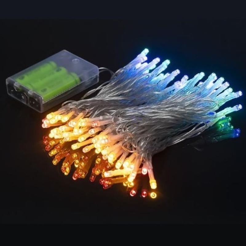 Гірлянда LED на 3-х батарейках 100 лампочок 10 метрів мультиколір RJ-08 KNZ Гірлянда LED на 3-х батарейках 100 лампочок 10 метрів мультиколір RJ-08 KNZ