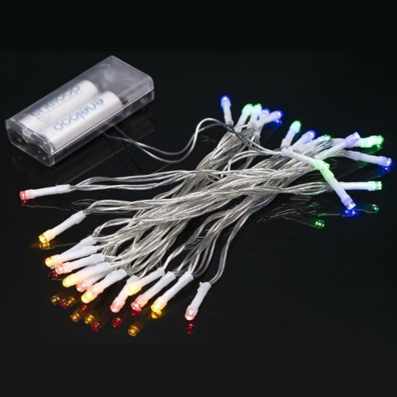 Гірлянда Нитка на 2-х батарейках 30 лампочок 4 метри мультиколір RJ-06 KNZ