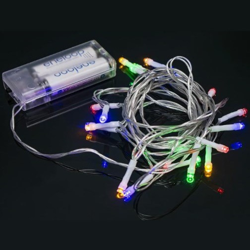 Гірлянда Нитка на 2-х батарейках 20 лампочок 3 метри мультиколір RJ-05 KNZ Гірлянда Нитка на 2-х батарейках 20 лампочок 3 метри мультиколір RJ-05 KNZ