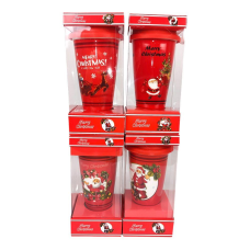 Стакан керамічний 420мл “Новорічний“ із силіконовою кришкою, 4 види QF-824-B KNZ