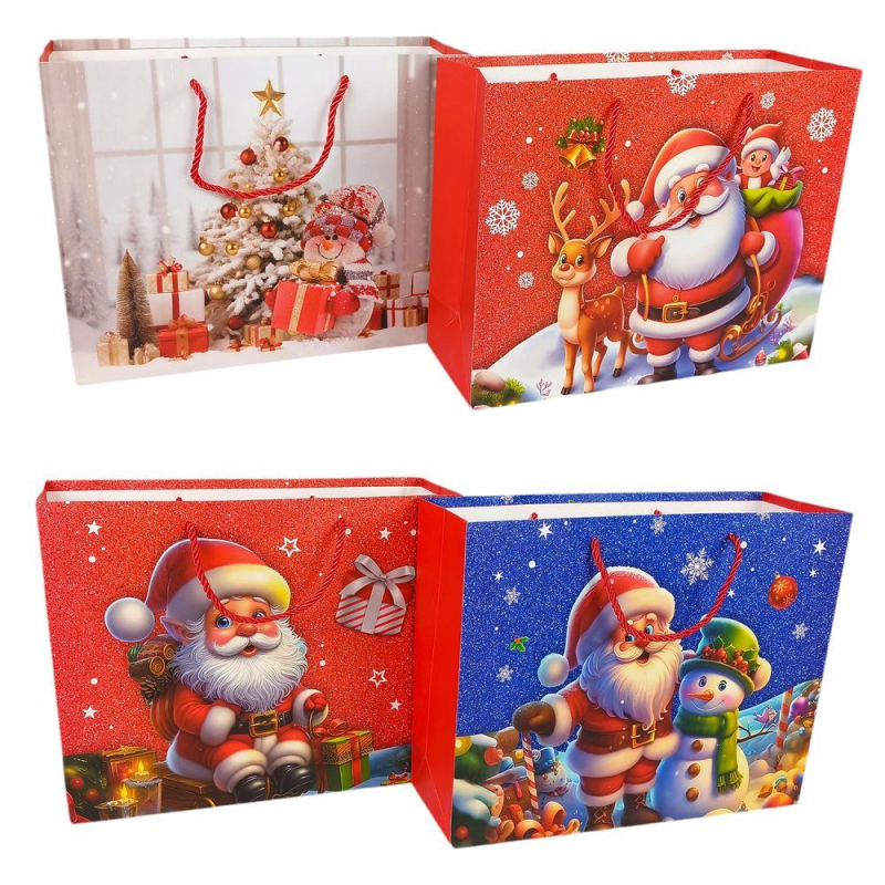 Пакет подарунковий 230г/м2 “Новорічний“ 32 х 25,5 х 12,5см, 4 види SD-003-M KNZ Пакет подарунковий 230г/м2 “Новорічний“ 32 х 25,5 х 12,5см, 4 види SD-003-M KNZ