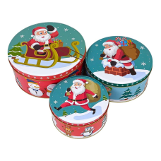 Подарункова металева новорічна коробка для насолод “Санта Клаус“, 3шт - в наборі 03369-101 KNZ