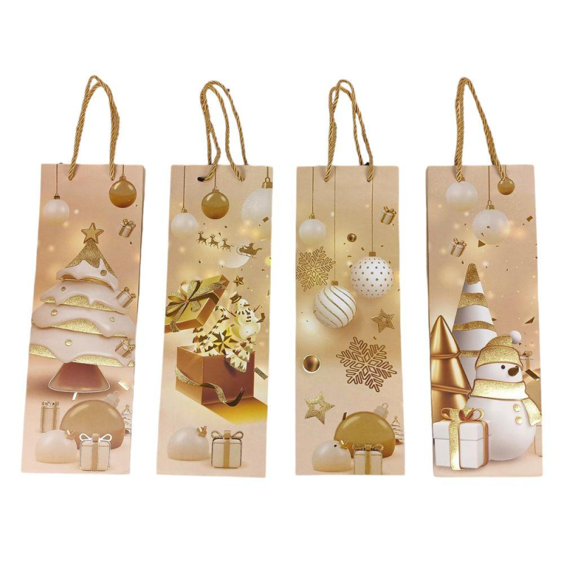 Пакет подарунковий під пляшку новорічний 12х35х9см DV-BK609-1c KNZ