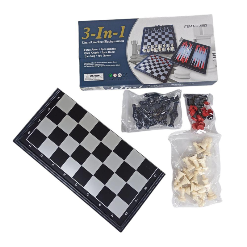 Набір ігор -3 в 1-“Шахмати, шашки, нарді“ з магнітом 36,5 х 18,5см 3883 KNZ