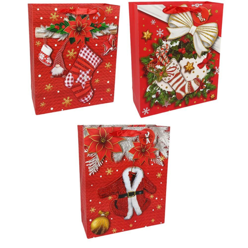 Пакет подарунковий новорічний 26 х 10х 32 см YXL-1288M KNZ