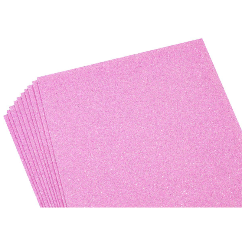 Фоаміран з гліттером 1,8мм 20*30см 10 листів Рожевий, переливається різними кольорами 10505 KNZ
