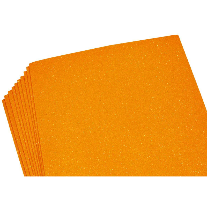 Фоаміран з глітером 1,8мм 20*30см 10 листів Помаранчевий, переливається різними кольорами 10504 KNZ Фоаміран з глітером 1,8мм 20*30см 10 листів Помаранчевий, переливається різними кольорами 10504 KNZ