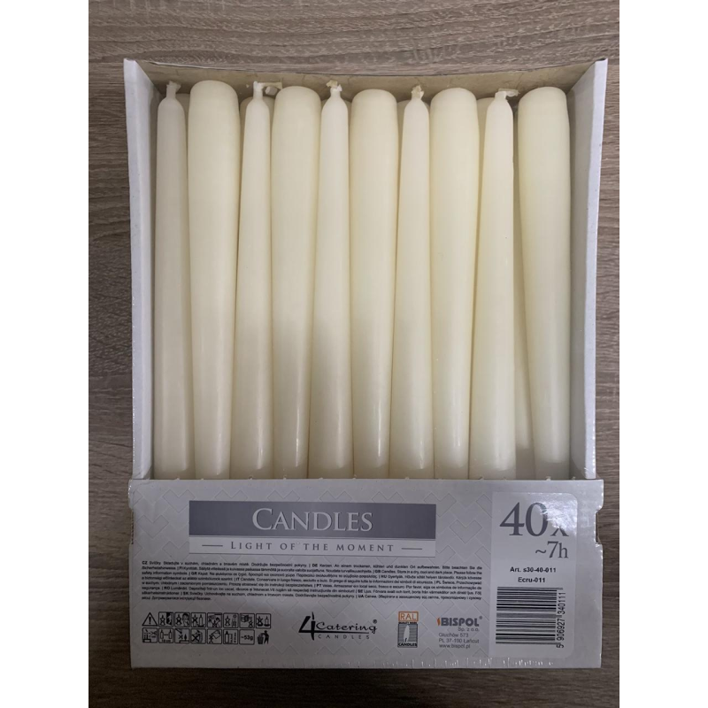 Свічка конічна молочна Bispol 245 см 7 годин горіння Білий Unison S30-40-011 KNZ